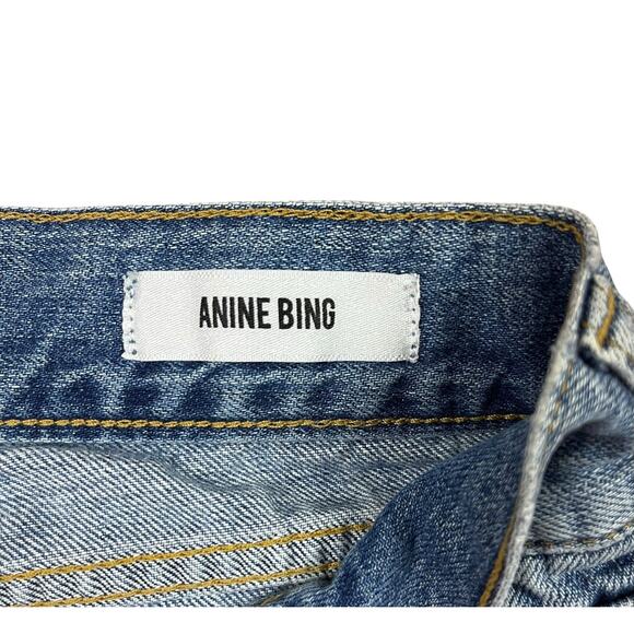 Anine Bing Cotton Distressed Denim Shorts Vintage Blue Button Fly Size Small - Picture 7 of 9